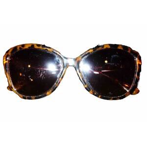Betsy Johnson Tortoise Shell Womens Sunglasses Round Cat Eye Pink Heart